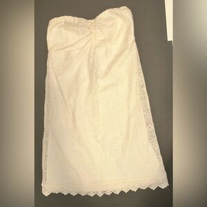 NWT Ocean Drive Brand Lace Crochet Tube Mini Dress Elastic Top Ivory Size Medium